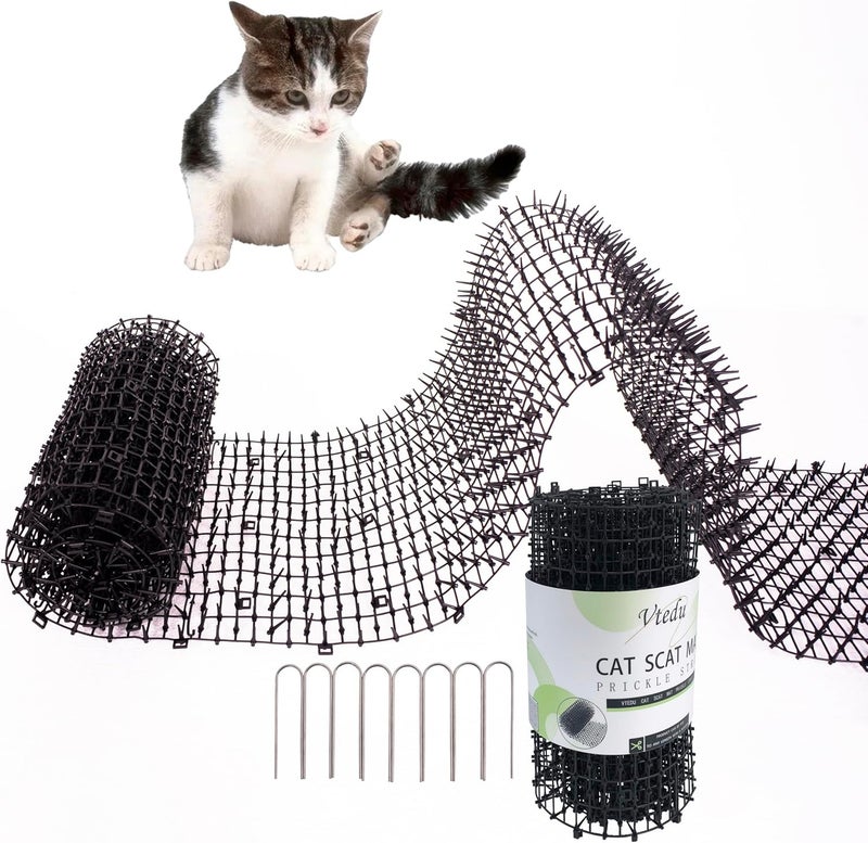 Vtedu Store Cat Deterrent Mat(6.5ft), Cat Repellent Mat, Cat Scat Mat,Cat Spikes with 8 Staples, Scat Mats for Pets(Cats, Dogs...) for Garden - Image 1